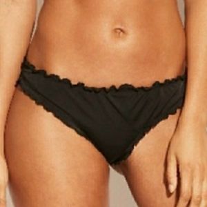 Black, Cheeky Bikini Bottoms with gathering